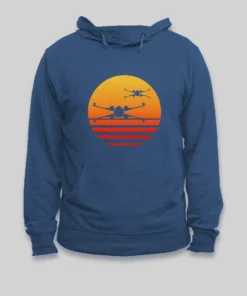 Alternative view of Sunset Wing Starfighter Geek Hoodie