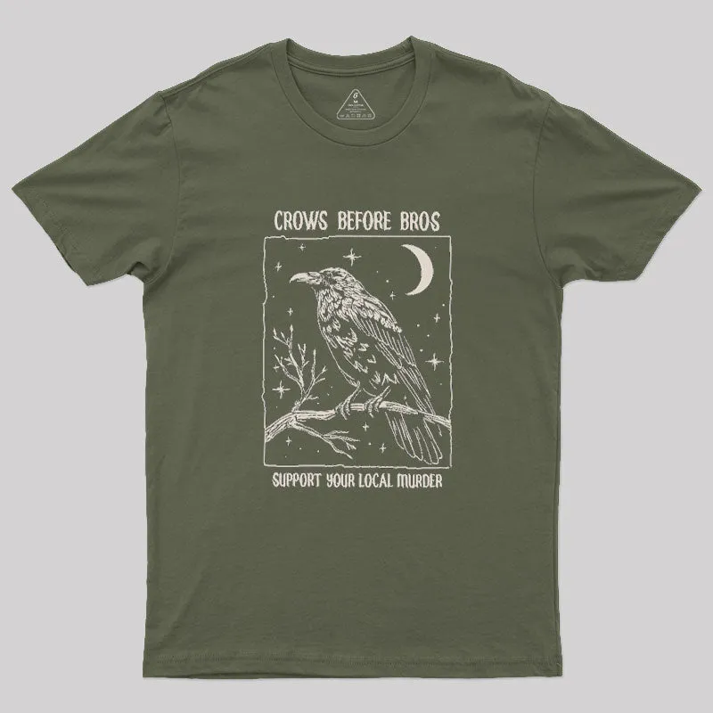 Funny Crows Before Bros Geek T-Shirt - Image 3
