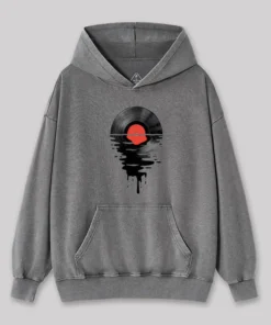 Alternative view of Vinyl LP Music Record Sunset Red Washed Hoodie