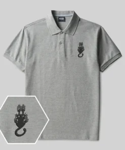 Climbing Cat Geek Embroidered Polo Shirt