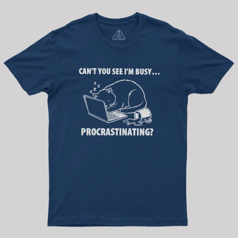 Procrastination Cat Geek T-Shirt - Image 2