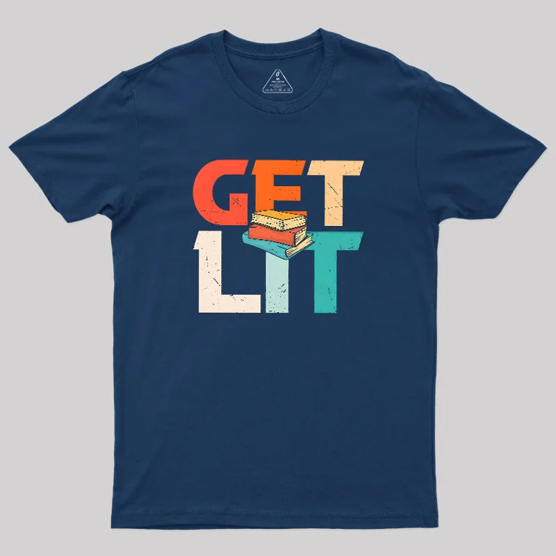 Get Lit With Books Funny Meme Geek T-Shirt - Image 2