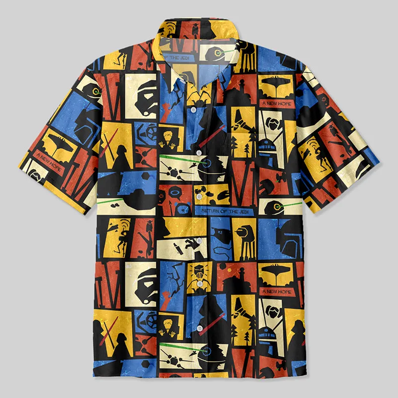 Sci-fi Silhouette Painting Button Up Pocket Shirt
