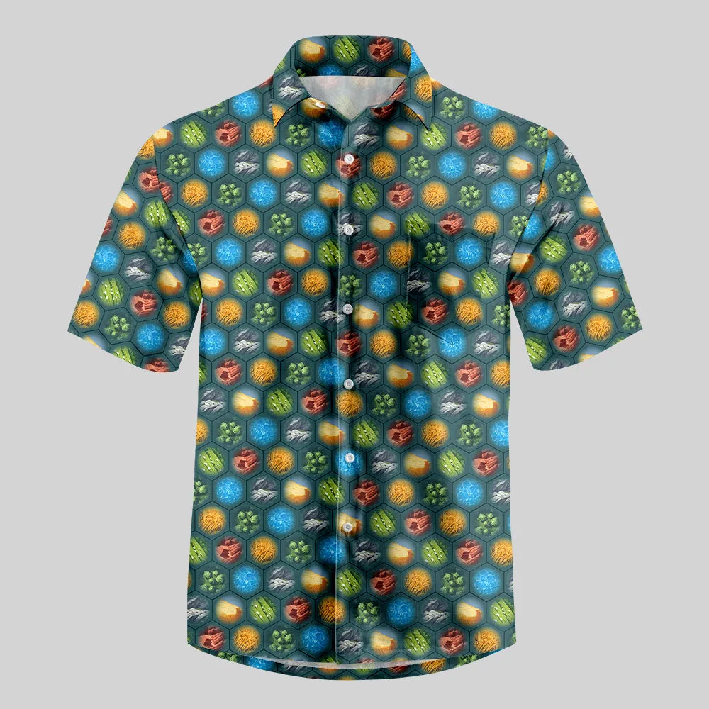 Board Games Full Print Green Button Up Pocket Shirt