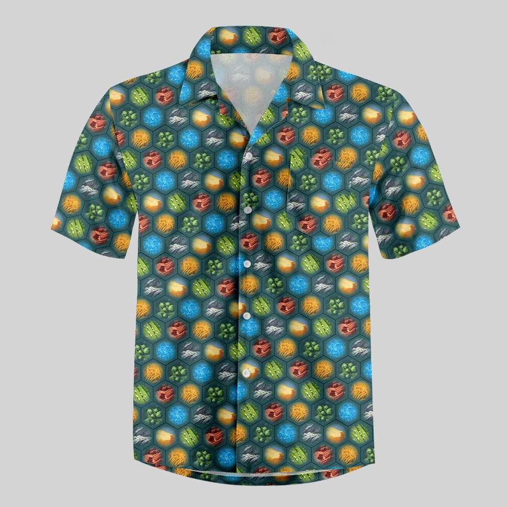 Board Games Full Print Green Button Up Pocket Shirt - Image 2