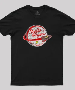 Alternative view of Delta Flyer Patch Distressed Geek T-Shirt