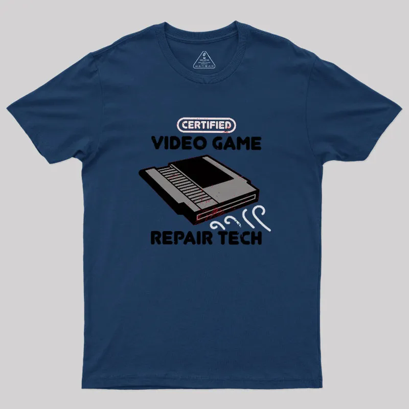 Certified Video Game Repair Tech Geek T-Shirt - Image 2