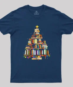 Alternative view of Book Tree Christmas Geek T-Shirt