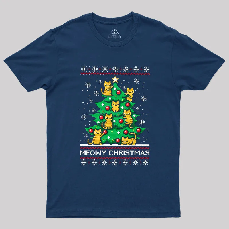 Meowy Christmas Geek T-Shirt - Image 2