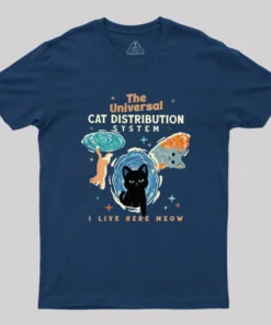 Alternative view of The Universal Cat Distribution System Geek T-Shirt