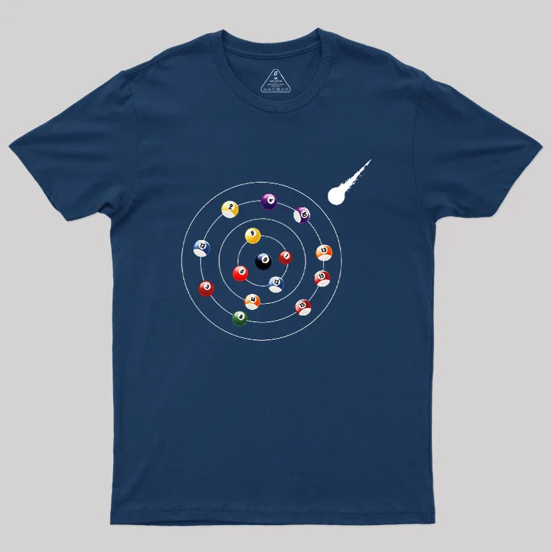 Pool Ball Solar System Geek T-Shirt - Image 2