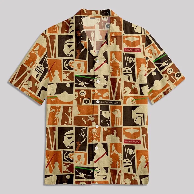 Sci-fi Silhouette Painting Button Up Pocket Shirt - Image 6