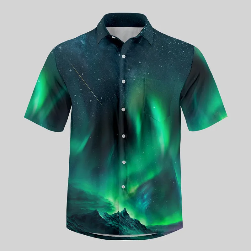 Mysterious Aurora Button Up Pocket Shirt
