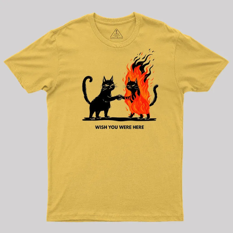 Wish You Were Here : Cat Geek T-Shirt - Image 2