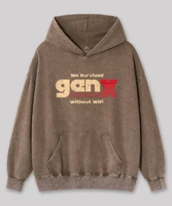 Alternative view of We Survived Without Wifi Washed Hoodie