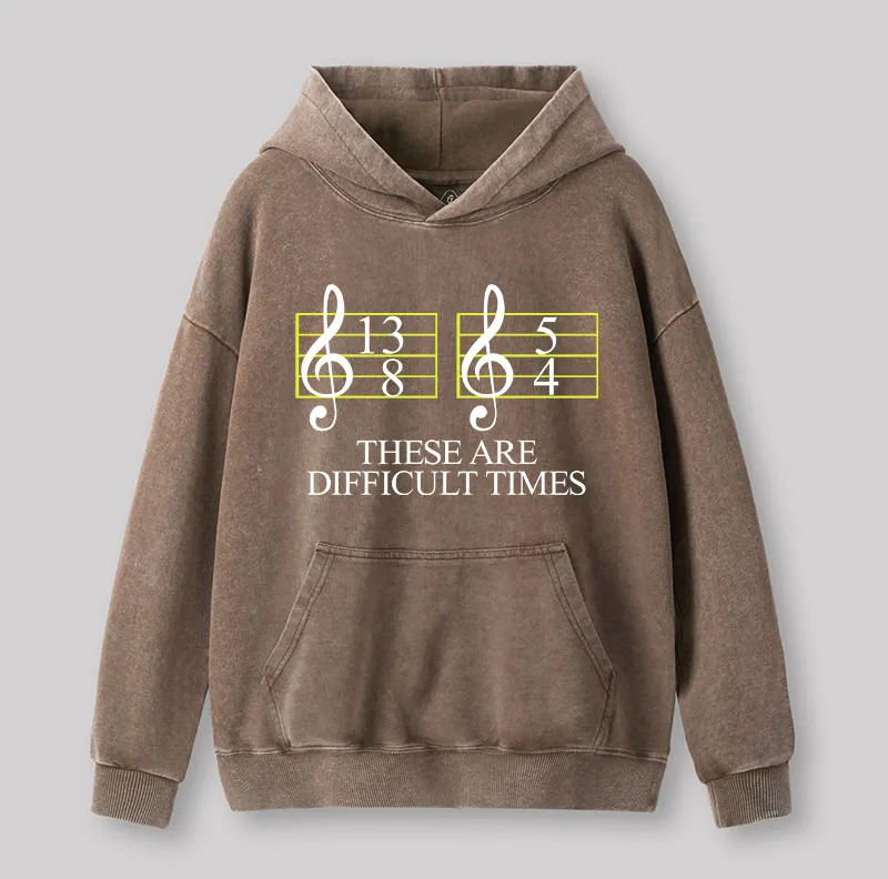Music Difficult Times Geek Washed Hoodie - Image 3
