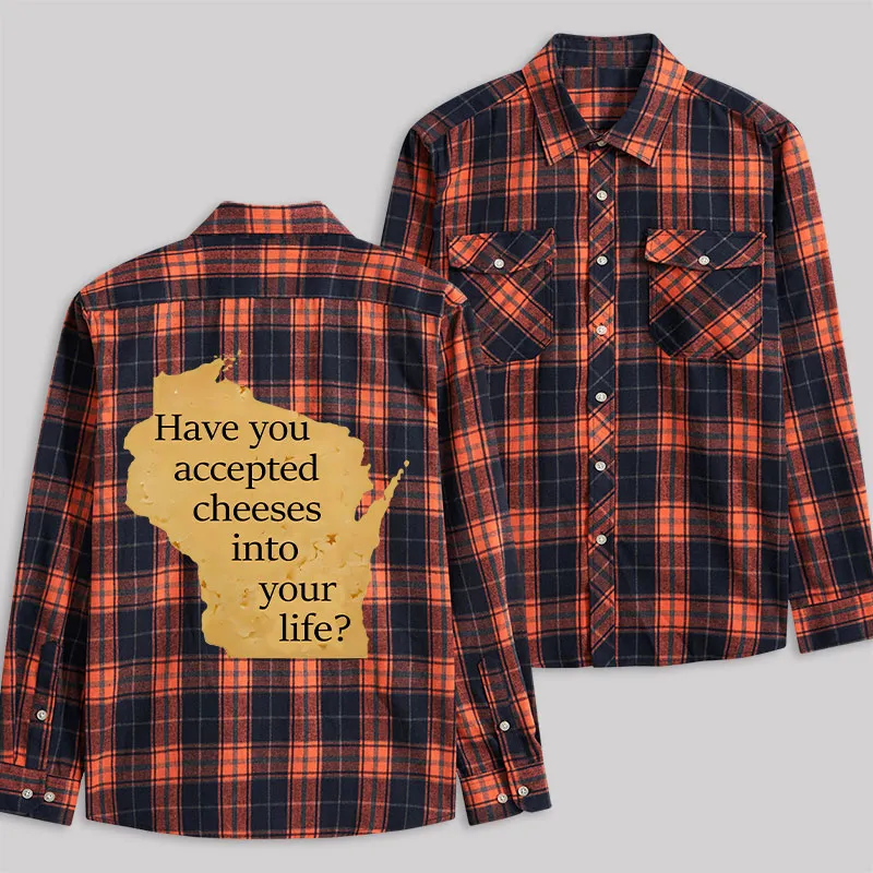 Wisconsin Cheese Pun Plaid Flannel Shirt - Image 5