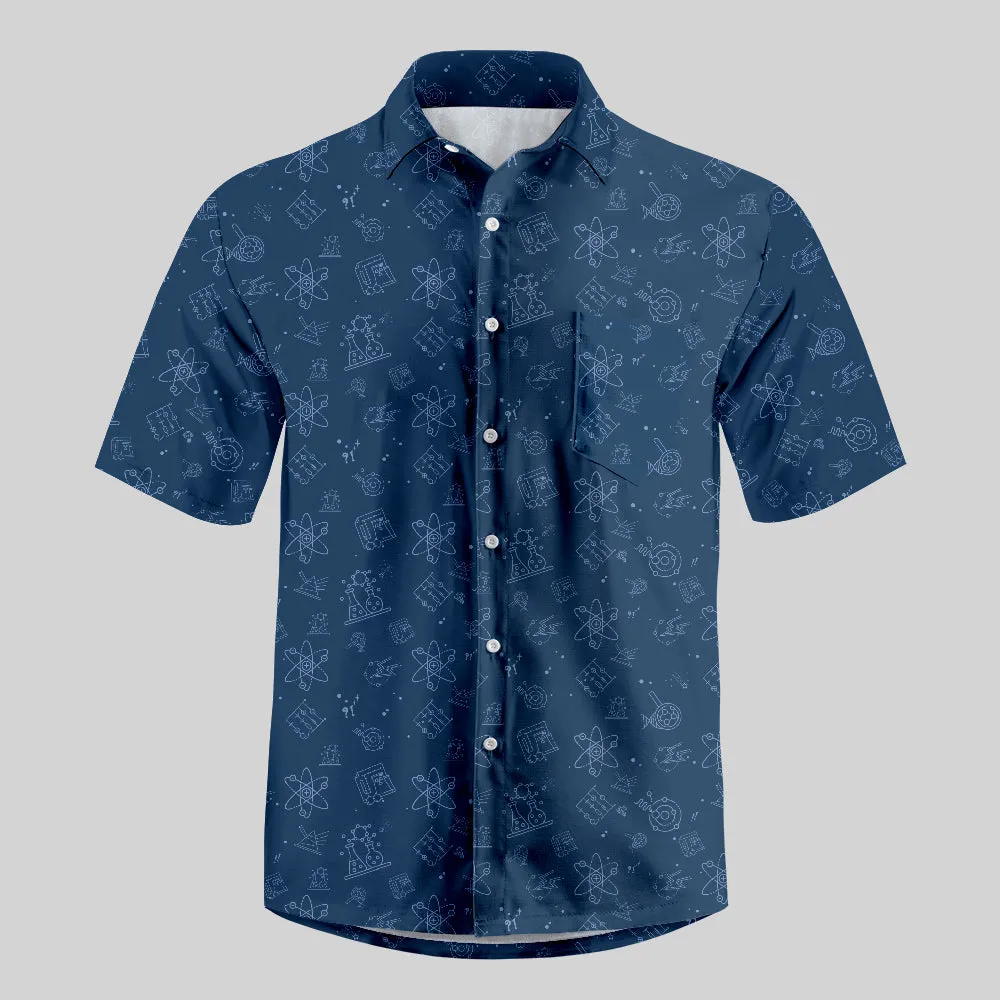 Science Lab Navy Blue Science Button Up Pocket Shirt