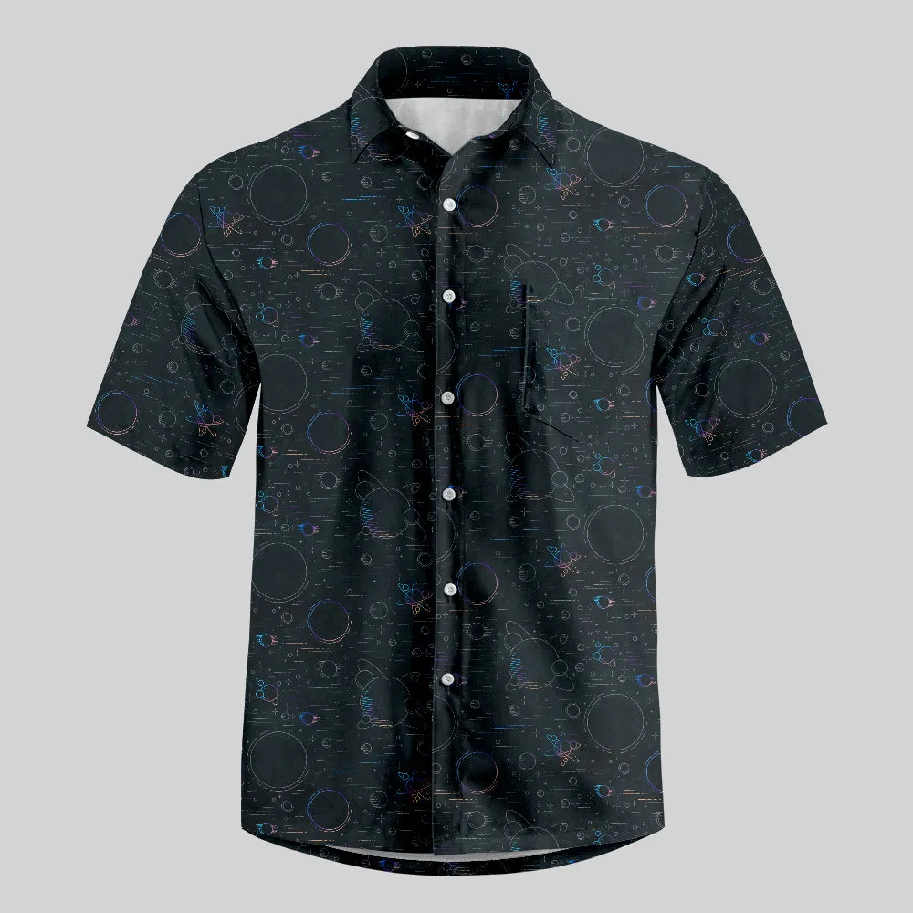 Colorful planet Button Up Pocket Shirt