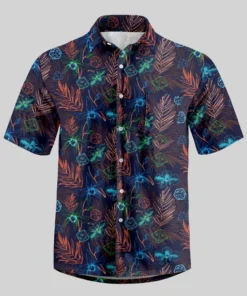 Alternative view of DND Plants and Polyhedral Dice Button Up Pocket Shirt