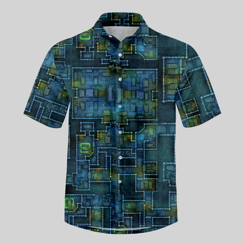 DND Ancient Crypt Dungeon Button Up Pocket Shirt