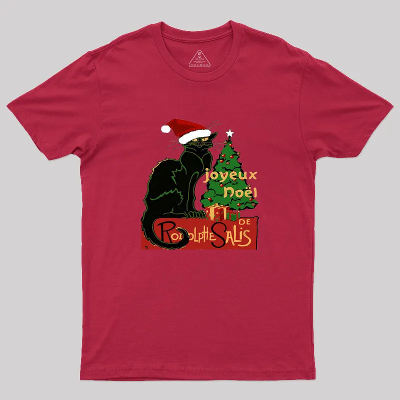 Joyeux Noel Le Chat Noir Spoof With Yule Tree v2 Geek T-Shirt