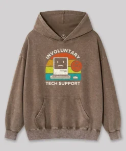 Alternative view of Involuntary Tech Support Geek Geek Washed Hoodie