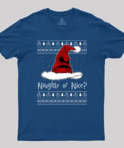 Alternative view of Naughty Or Nice Sorting Santa Claus Geek T-Shirt