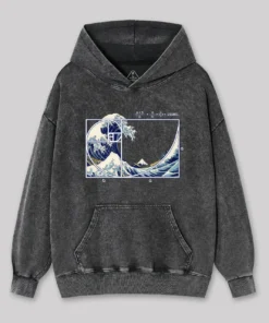 The Great Fibonacci Wave Washed Hoodie