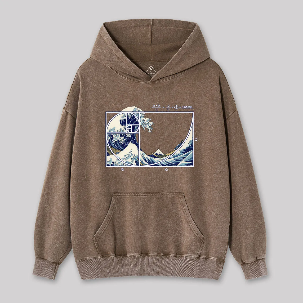 The Great Fibonacci Wave Washed Hoodie - Image 2
