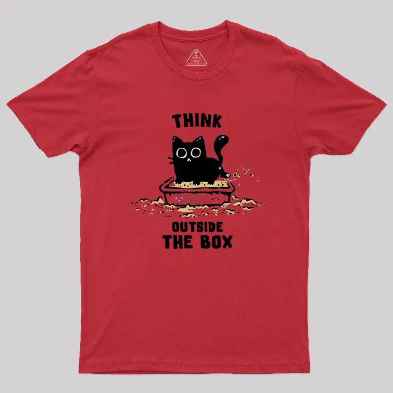 Think Outside The Cat Box Geek T-Shirt - Image 4