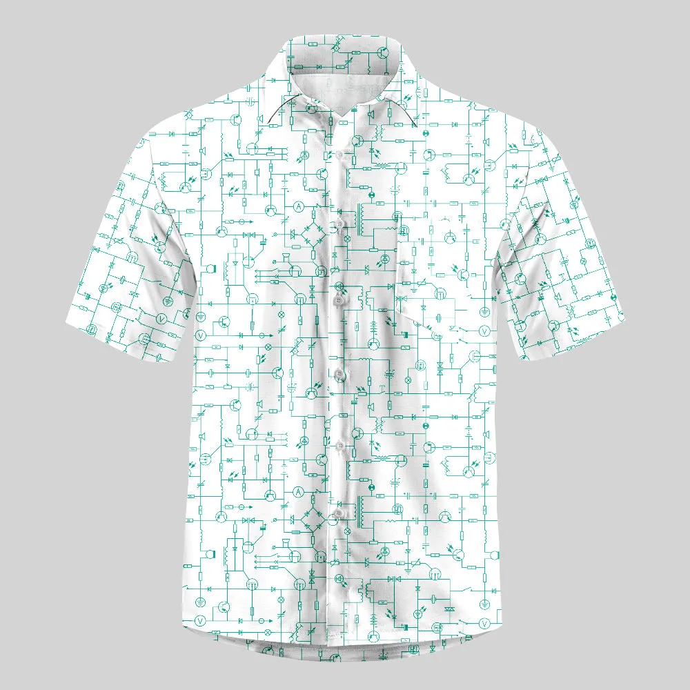 Electronic Components Arrow White Button Up Pocket Shirt