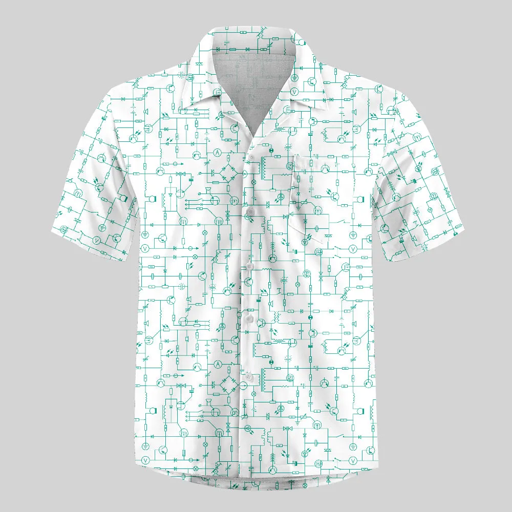 Electronic Components Arrow White Button Up Pocket Shirt - Image 2