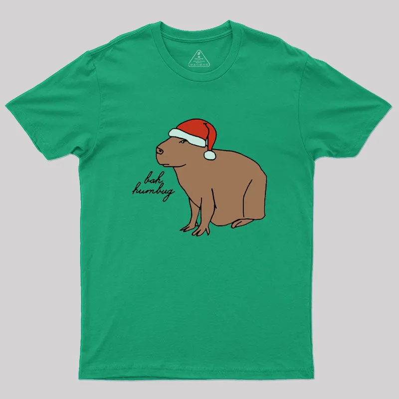Serious Christmas Capybara Says Bah Humbug Geek T-Shirt - Image 9