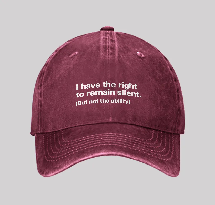 I Have The Right To Remain Silent Washed Vintage Baseball Cap - Image 4