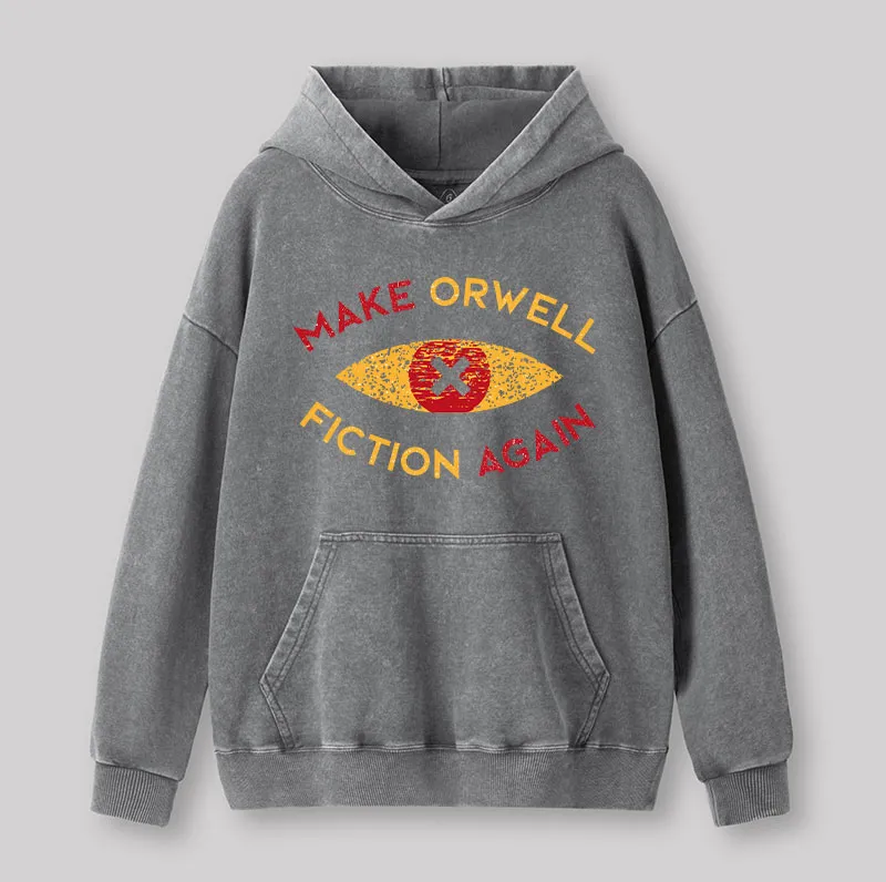 Make Orwell fiction again Washed Hoodie - Image 4