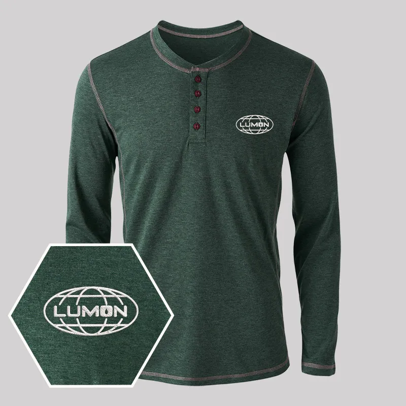 Lumon Embroidered Long Sleeve Henley Shirts - Image 5