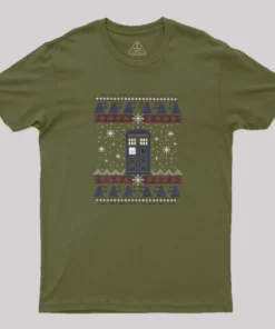 Alternative view of Tardis In The Snow Geek T-Shirt