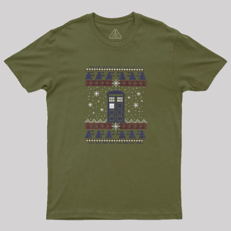 Tardis In The Snow Geek T-Shirt - Image 2