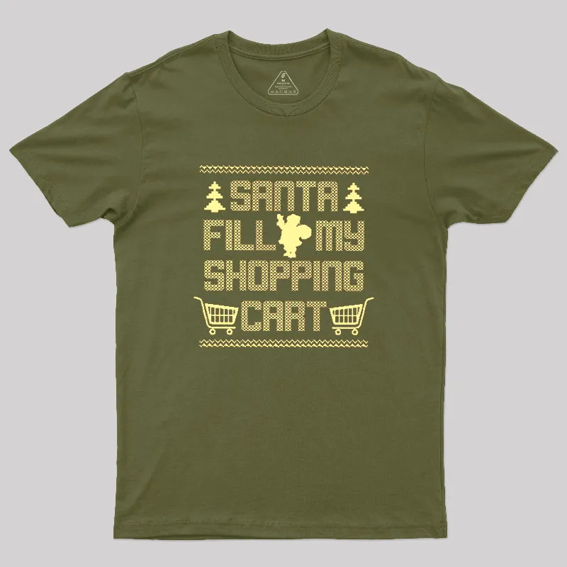 Santa Fill My Shopping Cart Geek T-Shirt - Image 4