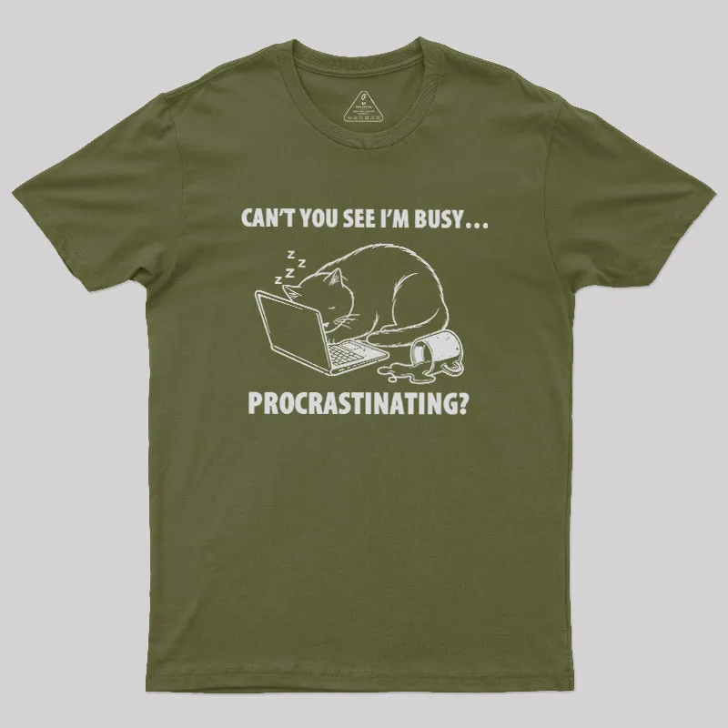 Procrastination Cat Geek T-Shirt - Image 3