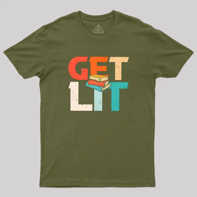 Get Lit With Books Funny Meme Geek T-Shirt - Image 3