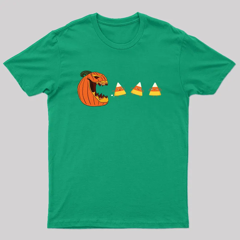 Halloween Gamer Pumpkin Eating Candy Corn T-Shirt - Image 7