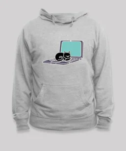 Cat Sleeping on Laptop Geek Hoodie