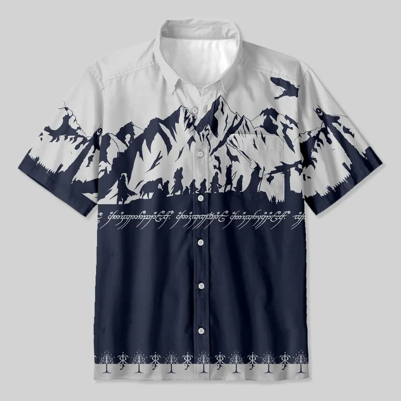 Mountains Navy Button Up Pocket Shirt