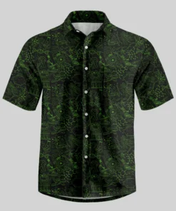 Virus Dark Green Button Up Pocket Shirt