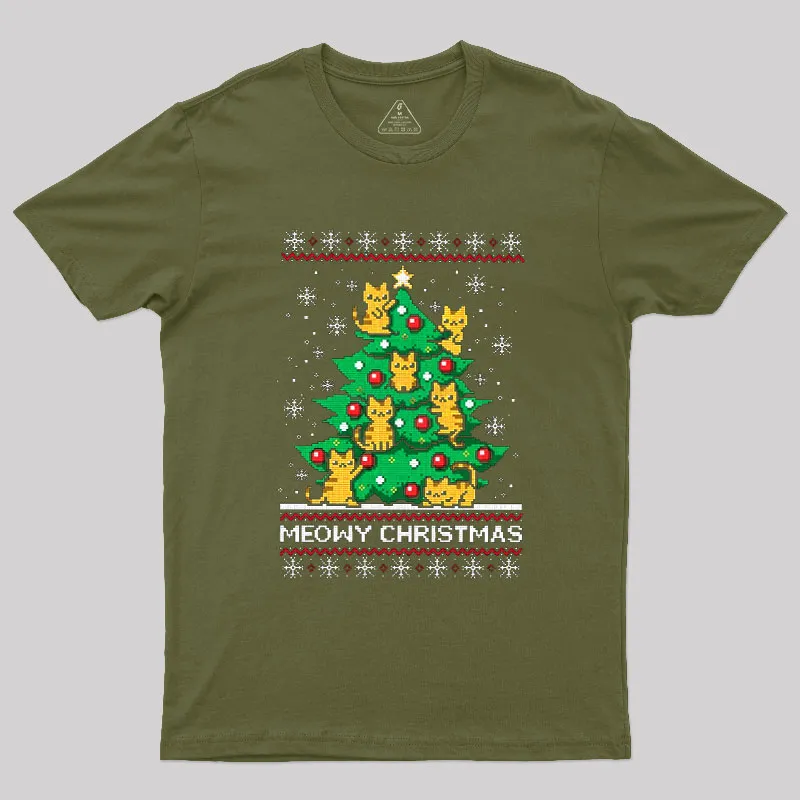 Meowy Christmas Geek T-Shirt - Image 3