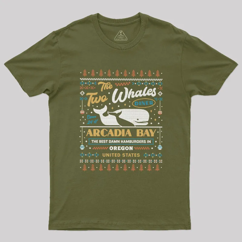 Two Whales Diner Ugly Sweater Geek T-Shirt - Image 3
