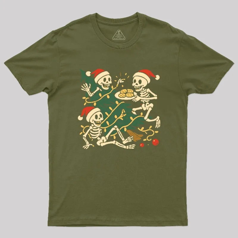 Skeleton Cookie Christmas Chaos Geek T-Shirt - Image 3