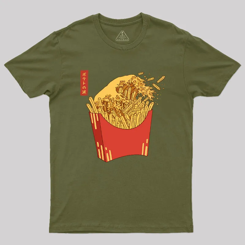 Fries Tsunami Geek T-Shirt - Image 3